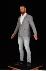 Whole Body Man White Shoes Shirt Jeans Jacket Muscular Standing Studio photo references